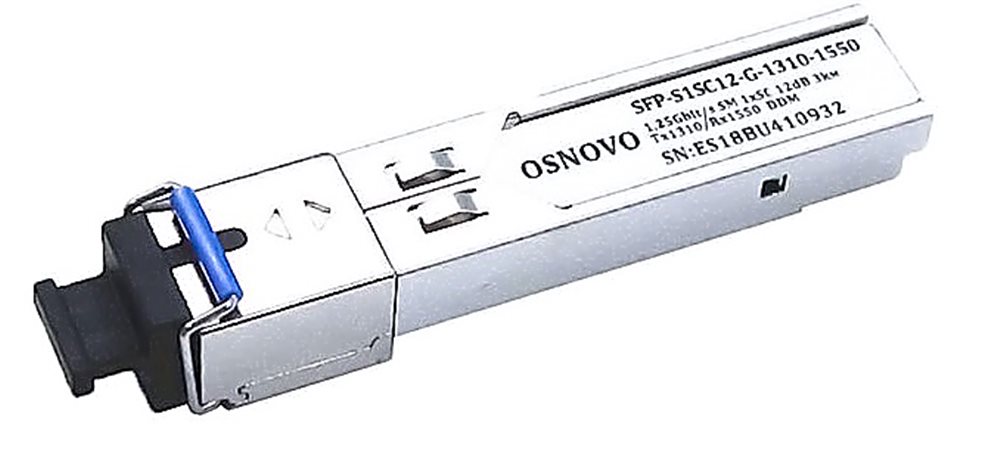 SFP-модуль Osnovo SFP-S1SC12-G-1310-1550 модуль sfp gigalink wdm 100 155 мбит c одно волокно sm sc gl ot sf14sc1 1310 1550