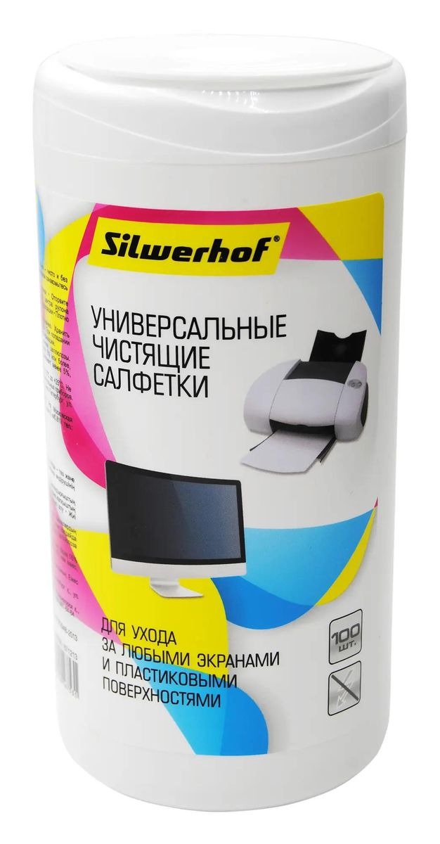 Влажные салфетки Silwerhof 671213,  100 шт туба универсальные