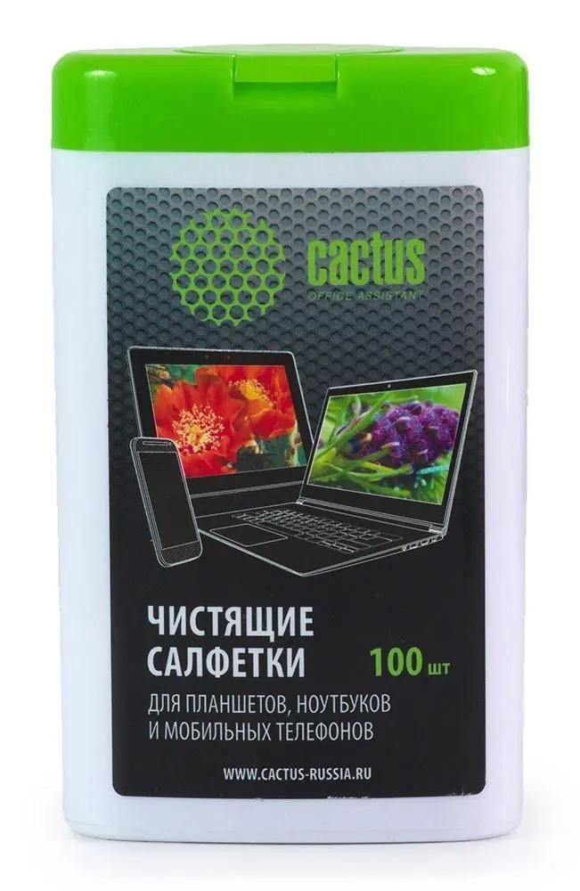 Влажные салфетки Cactus CS-T1005,  100 шт туба для планшетов и смартфонов