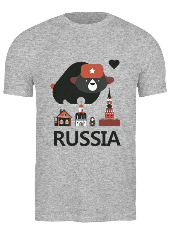 

Футболка мужская Printio Россия (russia) серая XL, Россия (russia)