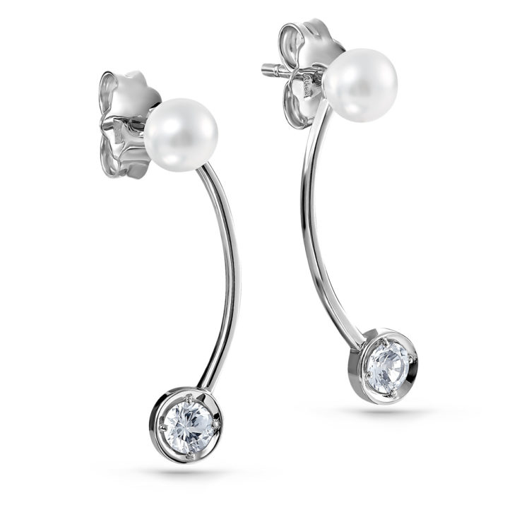

Серьги из серебра с фианитом/жемчугом Kabarovsky 12-173-1500, 12-173-1500-фианит