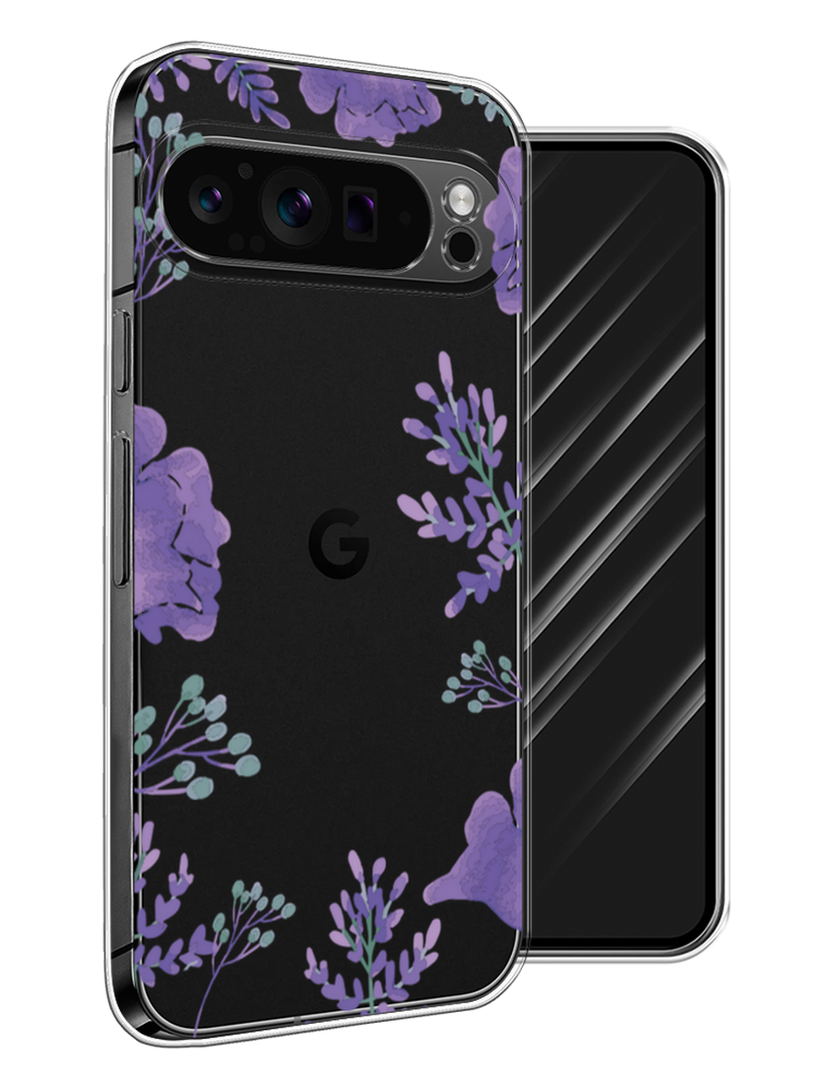 

Чехол Awog на Google Pixel 9 Pro "Сиреневая цветочная рамка", Прозрачный;фиолетовый, 272050-1