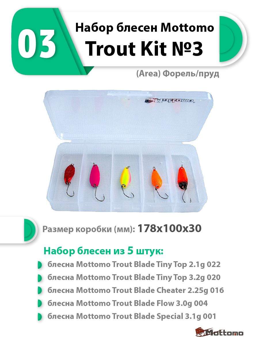 

Набор блесен Mottomo Trout Kit  (Area) Форель/пруд, Разноцветный, Kit