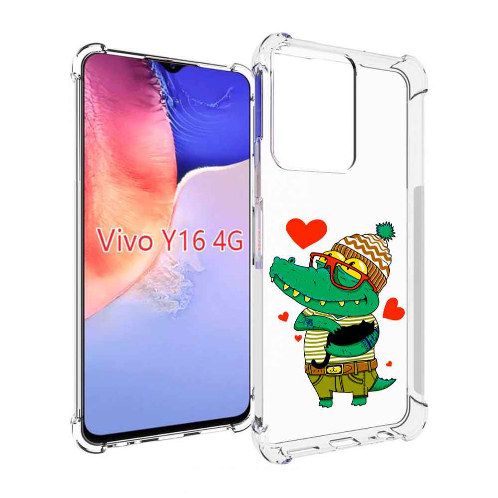 

Чехол MyPads зеленый-крокодильчик-в-красной-оправе для Vivo Y16 4G/ Vivo Y02S, Прозрачный, Tocco
