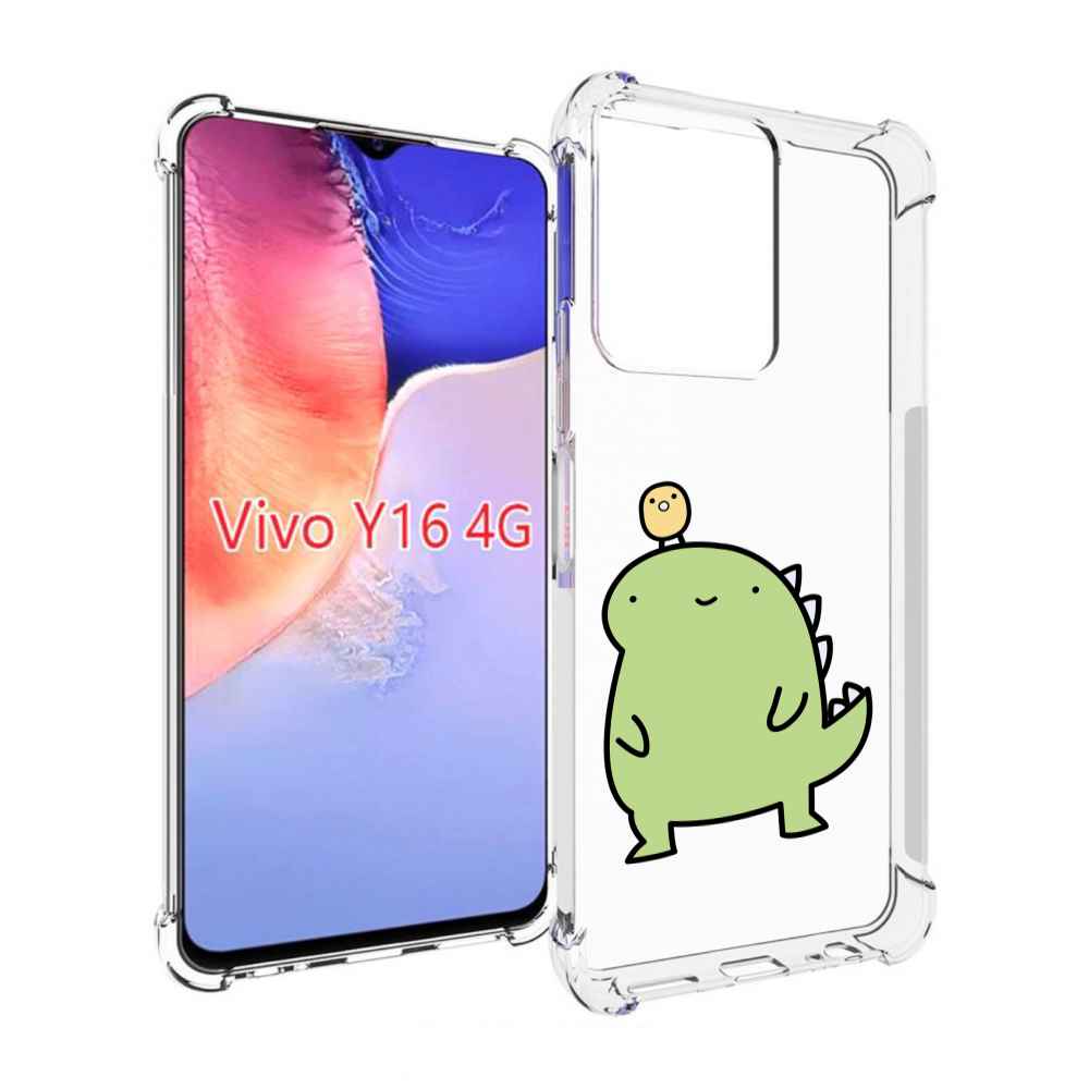 

Чехол MyPads зеленый-динозаврик детский для Vivo Y16 4G/ Vivo Y02S, Прозрачный, Tocco
