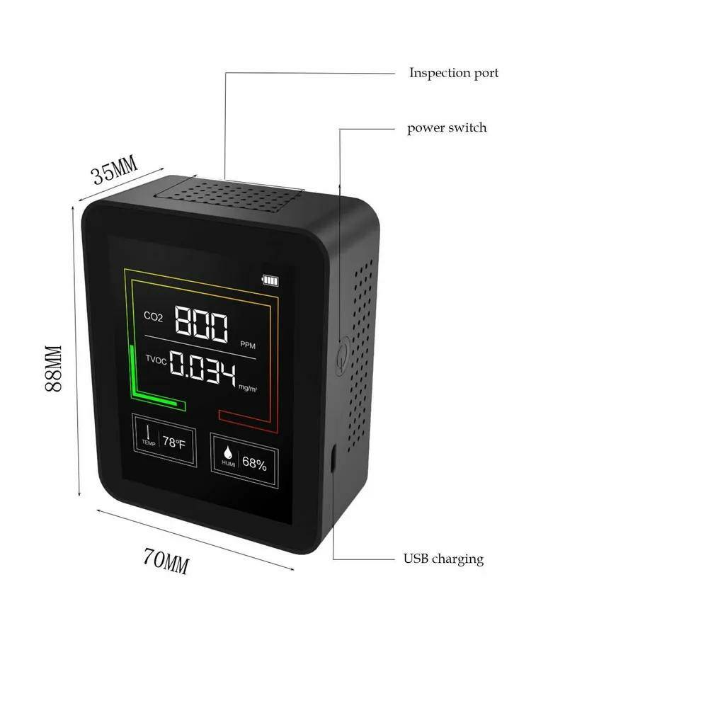 фото Монитор качества воздуха детектор углекислого газа 5-в-1, co2 измеритель smartron-co2b че
