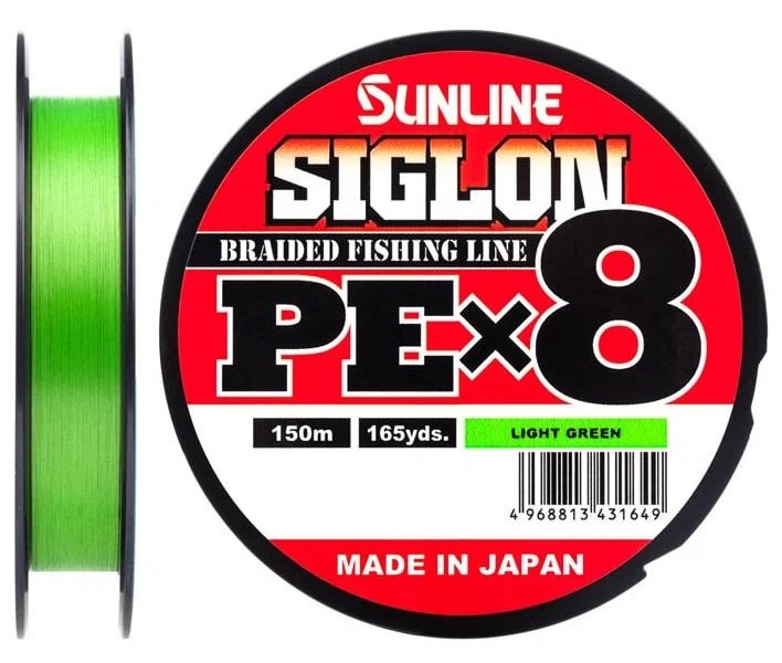 Леска плетеная SunLine Siglon PE8 0,296 мм, 150 м, 22 кг, light green, 1 шт.