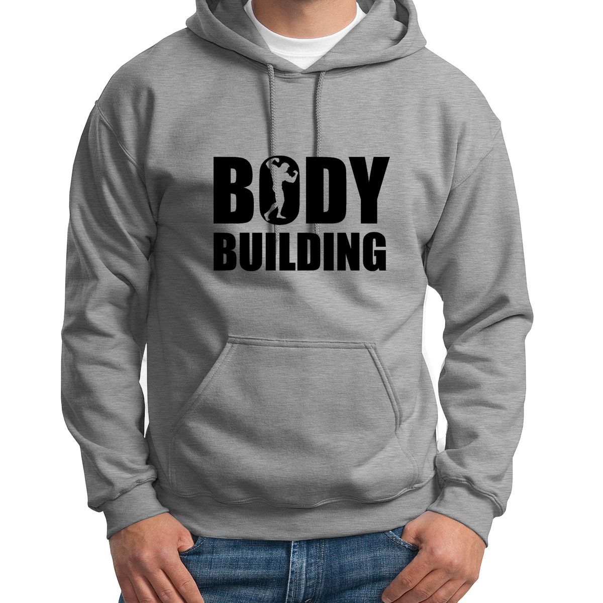 

Худи унисекс CoolPodarok Bodybuilding спорт Бодибилдинг серое 44 RU, Серый, S0113437