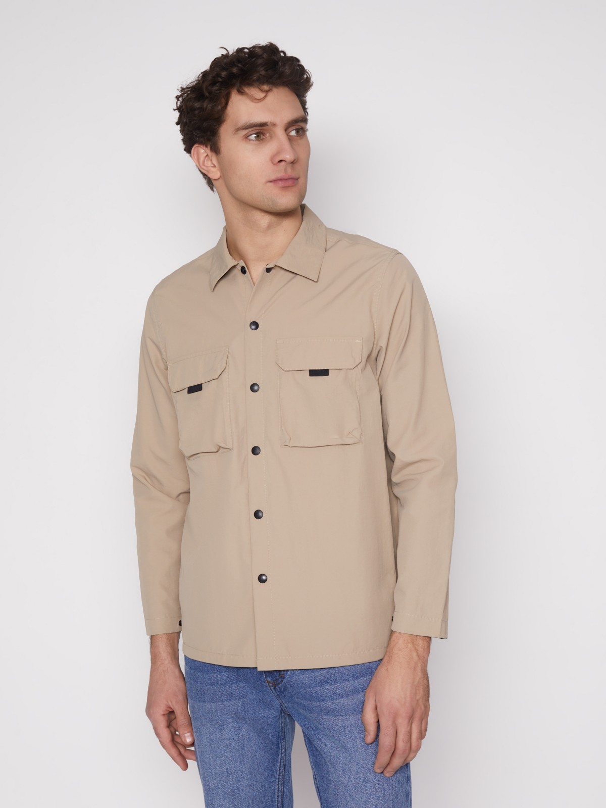 Рубашка мужская Zolla 21221214R011 бежевая XL