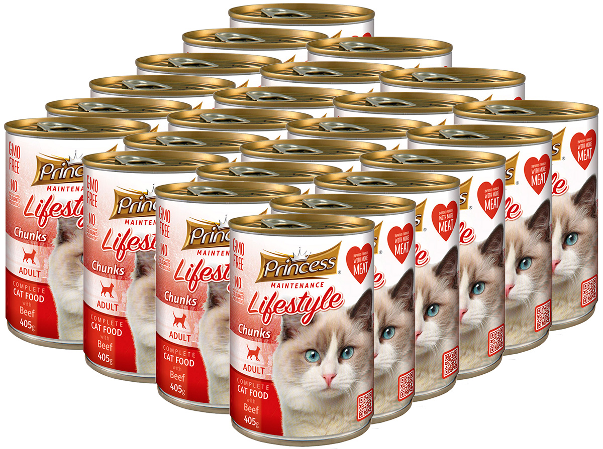 фото Влажный корм для кошек princess lifestyle с говядиной в соусе, 24 шт по 405 г
