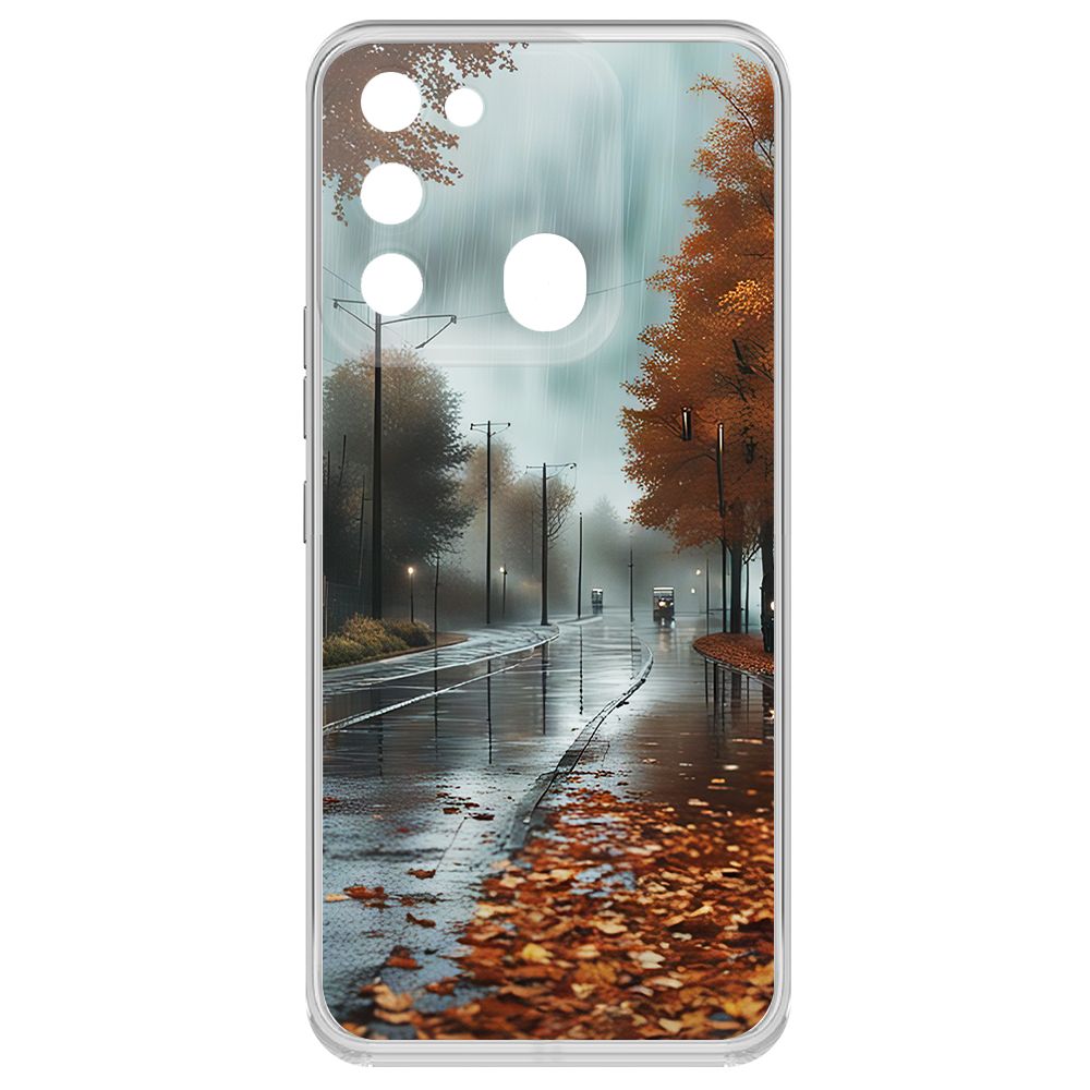 

Чехол-накладка Krutoff Clear Case Осенний дождь для Tecno Spark Go 2022, Прозрачный