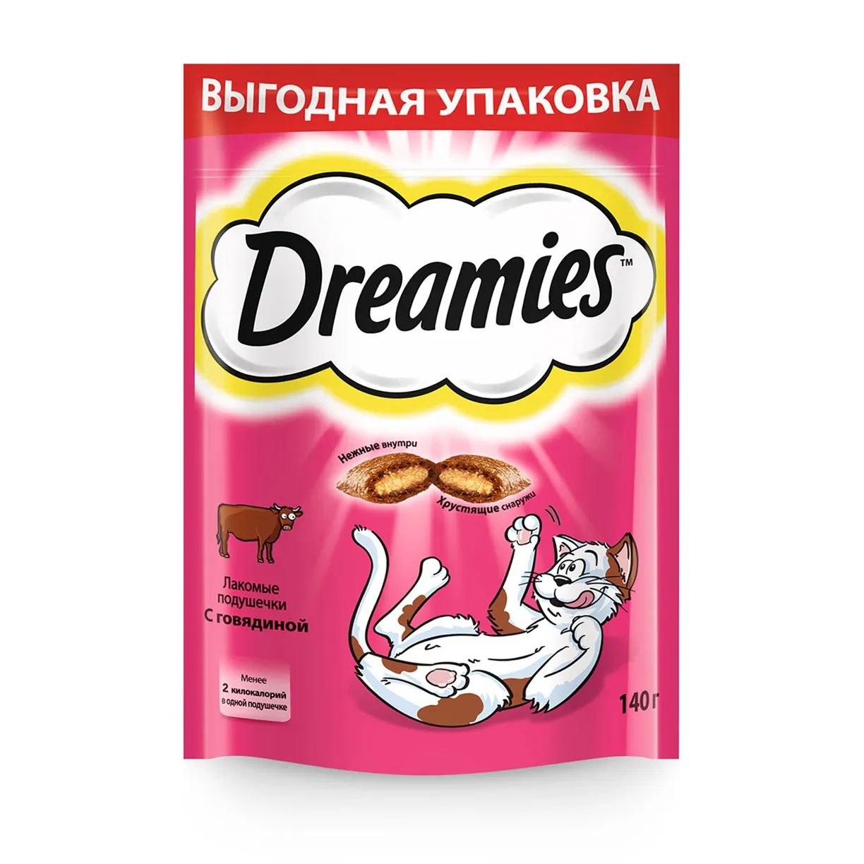 Лакомство для кошек Dreamies подушечки с говядиной 10 шт по 140 г 2411₽