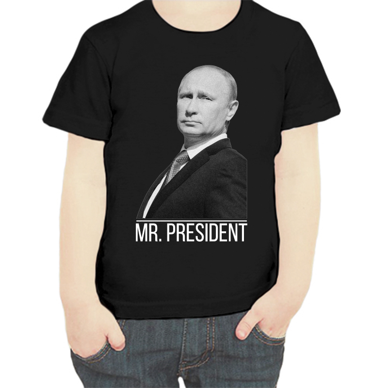 

Футболка мальчику черная 34 р-р с Путиным mr. Prezident 3, Черный, fdm_mr_president_2