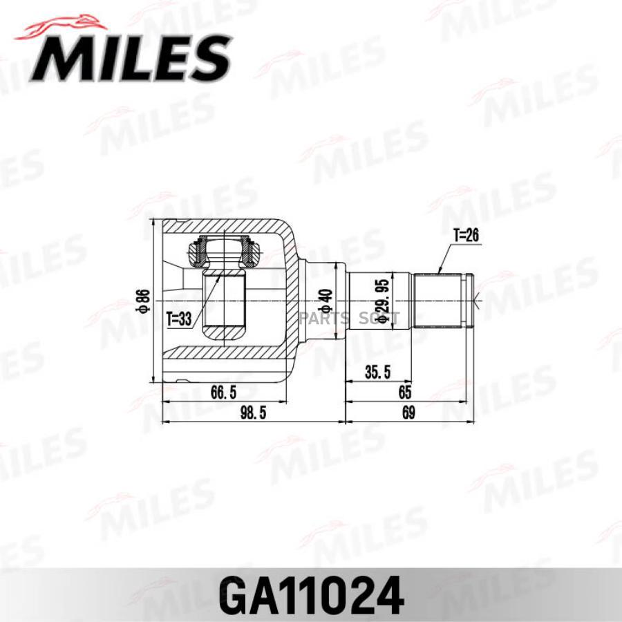 

Шрус Внутренний Левый Ford Mondeo 00-07 Ga11024 Miles арт. GA11024