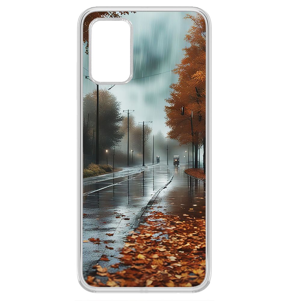 

Чехол-накладка Krutoff Clear Case Осенний дождь для Samsung Galaxy A03s (A037), Прозрачный