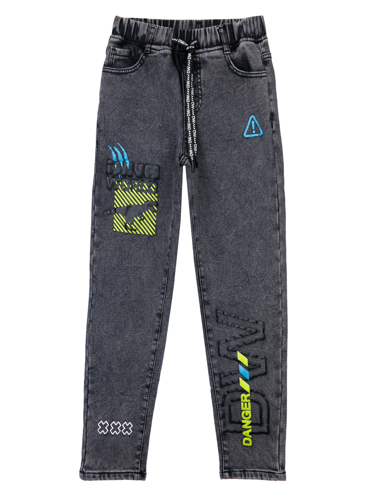 Брюки текстильные джинсовые утепленные флисом для мальчиков PlayToday, черный, 134