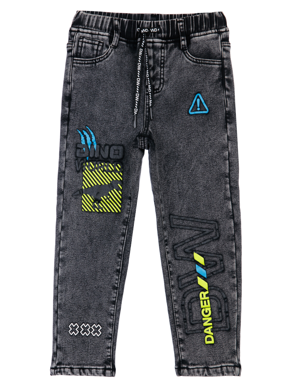Брюки текстильные джинсовые утепленные флисом для мальчиков PlayToday, черный, 110
