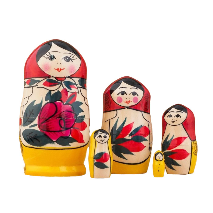 

Матрёшка Лада красный платок 5 кукольная 12 см 4163442