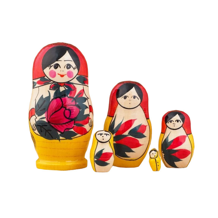 

Матрёшка Ксения красный платок 5 кукольная 11-12 см 3565016