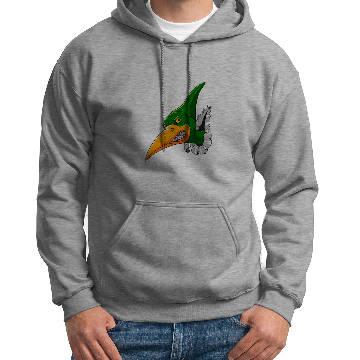 

Худи унисекс CoolPodarok Животные. Злая птица серое 46 RU, S0501591
