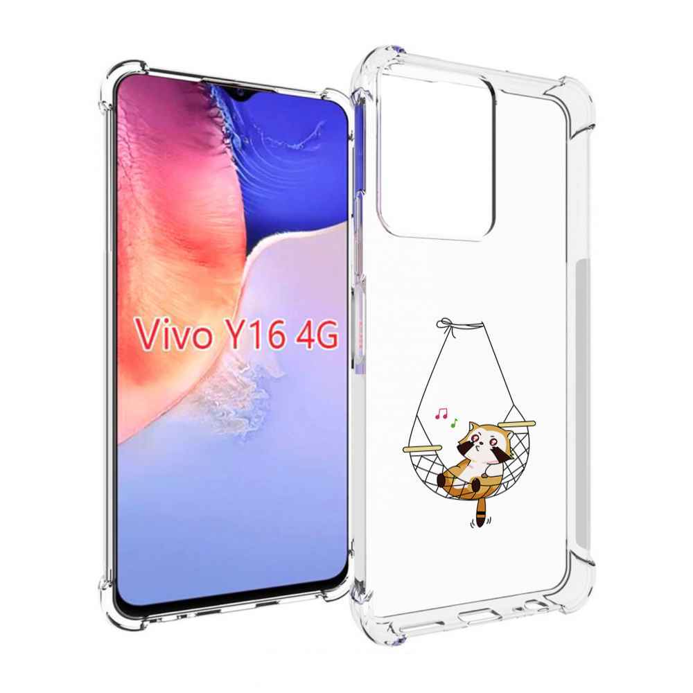 

Чехол MyPads енот-на-гамаке для Vivo Y16 4G/ Vivo Y02S, Прозрачный, Tocco