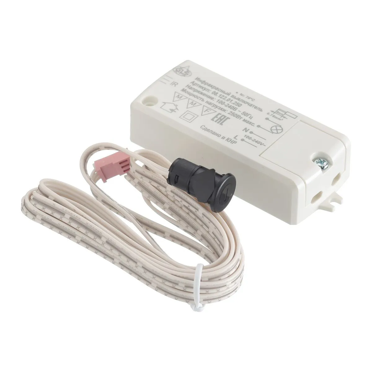 

Выключатель датчик на взмах руки ИК РМ 218С, мах 5см, 220В, max 250Вт, D датчика 14мм