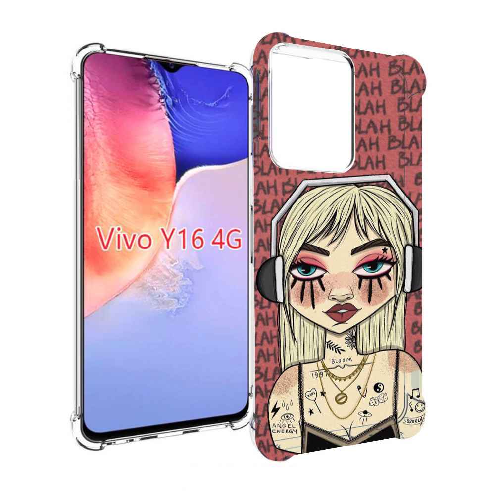 

Чехол MyPads дерзкая-девушка-в-наушниках женский для Vivo Y16 4G/ Vivo Y02S, Прозрачный, Tocco