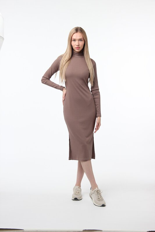 Платье женское EMANSIPE Лапша1082 коричневое 48 RU