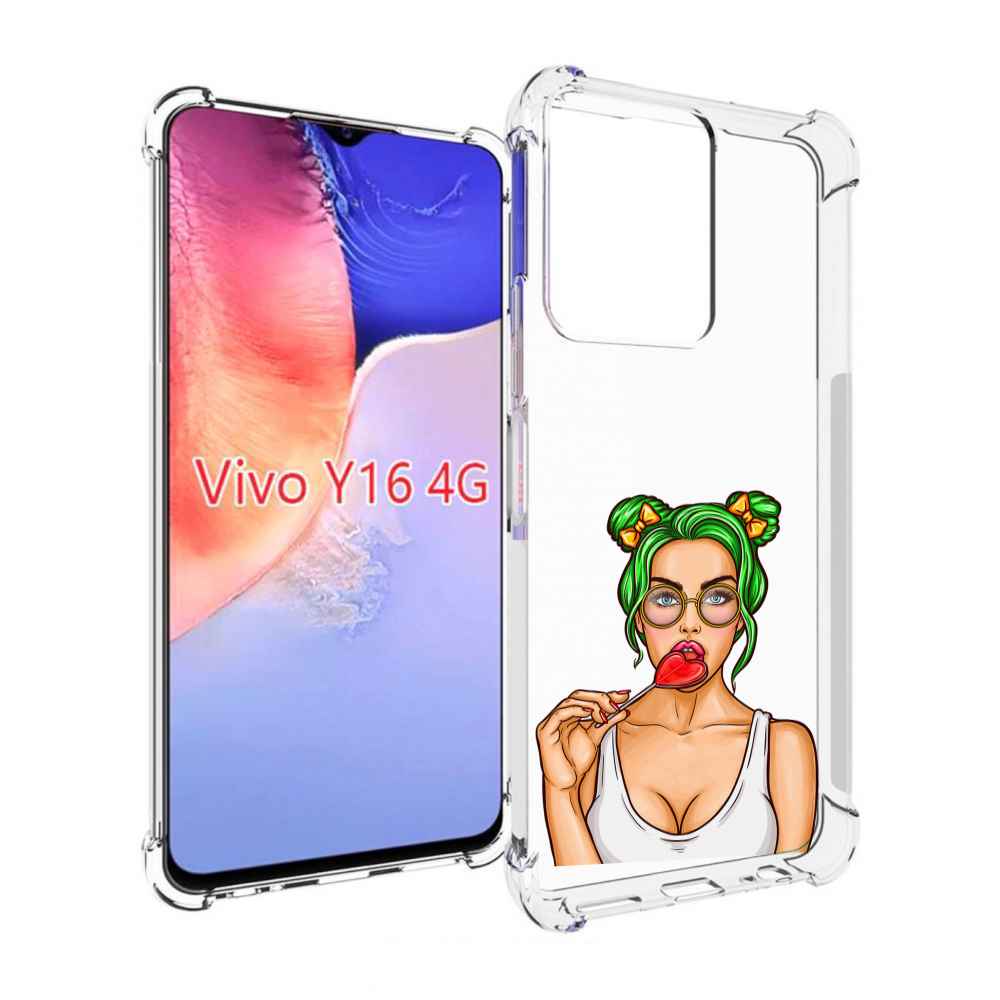

Чехол MyPads девушка-с-чупачупсом-в-виде-сердца женский для Vivo Y16 4G/ Vivo Y02S, Прозрачный, Tocco