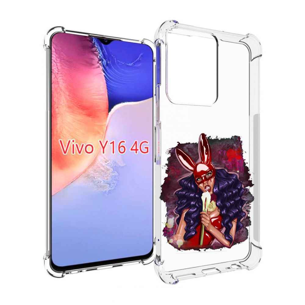 

Чехол MyPads девушка-с-текучей-маской женский для Vivo Y16 4G/ Vivo Y02S, Прозрачный, Tocco