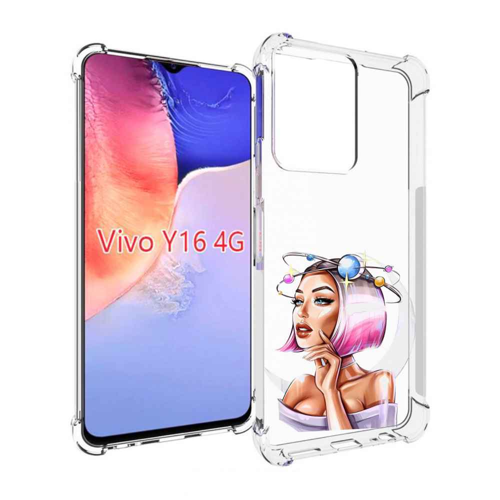 

Чехол MyPads девушка-с-планетами-на-голове женский для Vivo Y16 4G/ Vivo Y02S, Прозрачный, Tocco