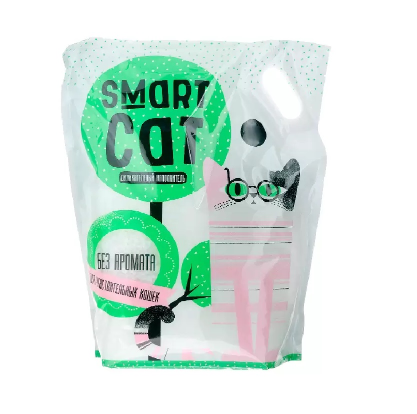 Наполнитель для туалета кошек Smart Cat силикагелевый без запаха, 4 шт по 3,32 кг