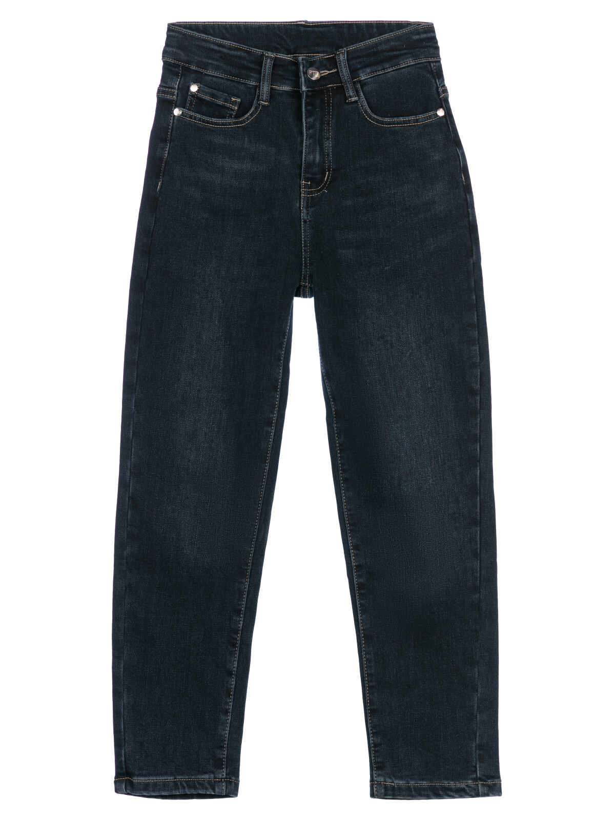 Брюки текстильные джинсовые утепленные флисом для мальчиков PlayToday, тёмно-синий, 152