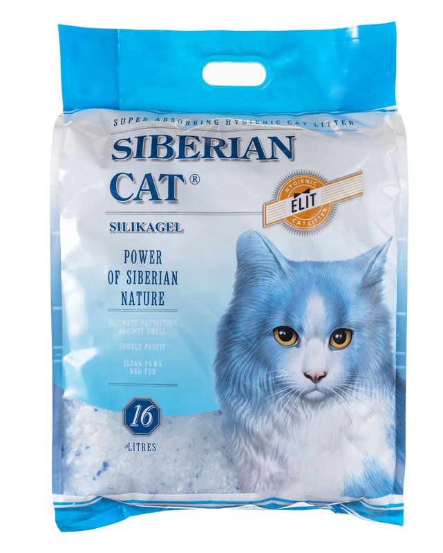 Впитывающий наполнитель Сибирская кошка Элитный силикагелевый, 4 шт по 16 л