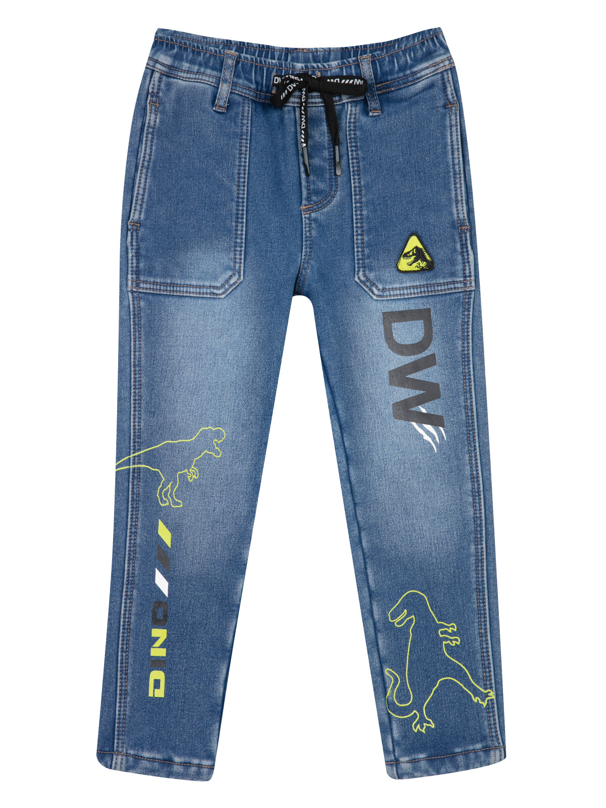 Брюки текстильные джинсовые утепленные флисом для мальчиков PlayToday, тёмно-синий, 104