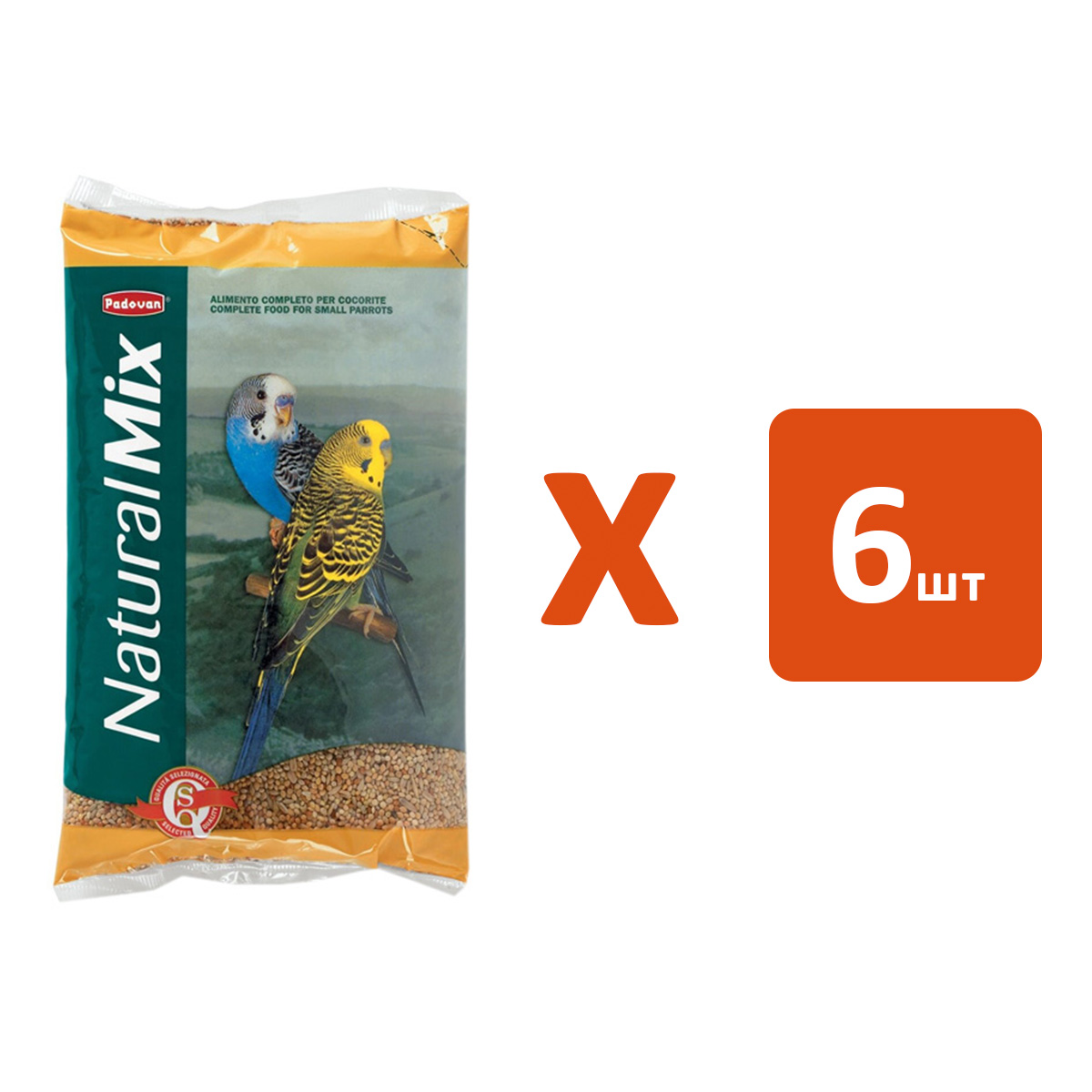

Сухой корм для волнистых попугаев PADOVAN NATURALMIX COCORITE, 6 шт по 1 кг