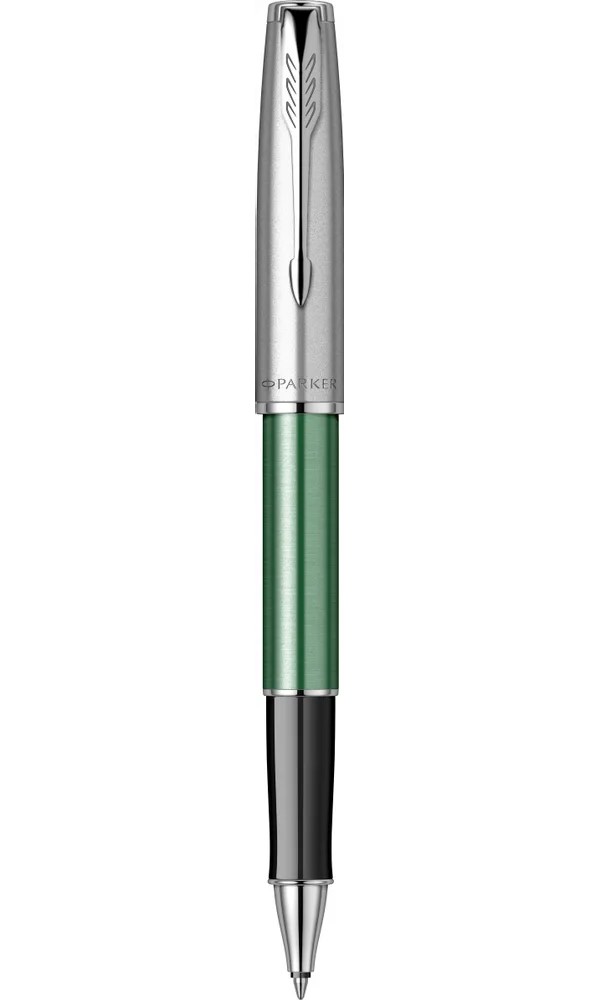 

Ручка-роллер Parker Sonnet Essentials Green SB Steel CT, цвет чернил black, перо: F, в под