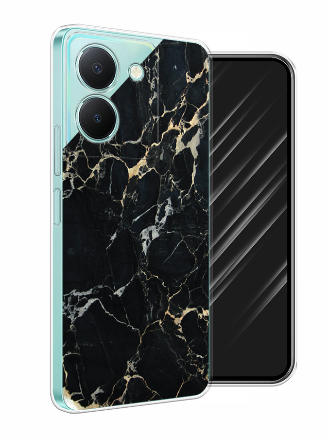 

Чехол Awog на Vivo Y36 "Черный мрамор уголок", Черный;золотистый, 268950-3
