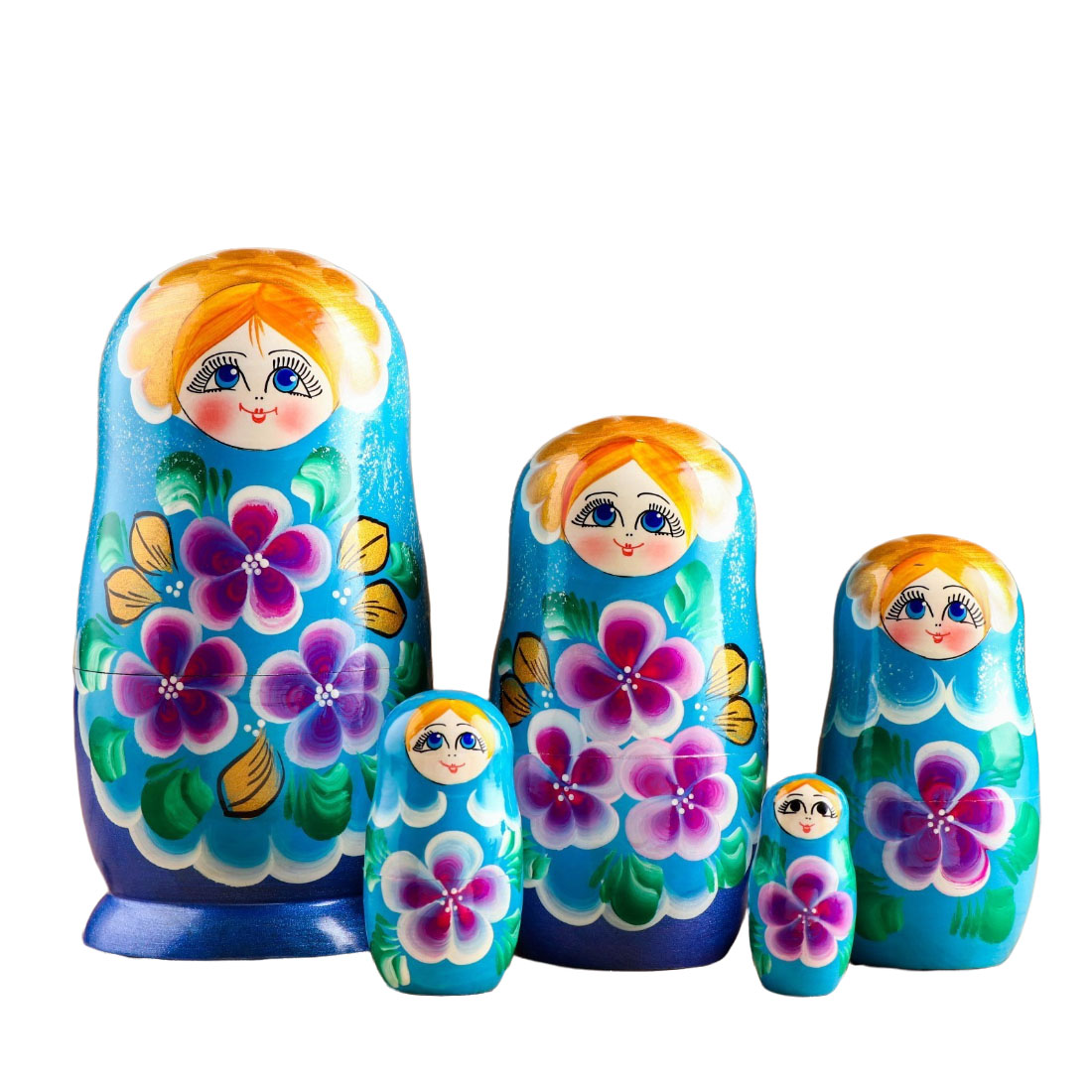 

Матрёшка Фиалки голубое платье 5 кукольная 18 см 3440248