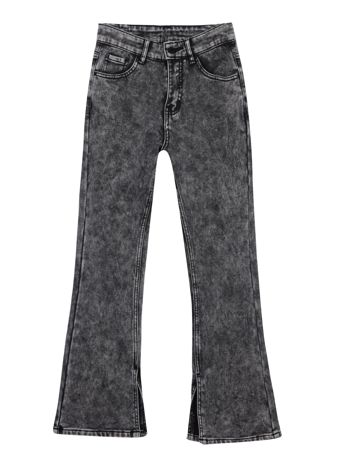 Брюки текстильные джинсовые утепленные флисом для девочек PlayToday, черный, 140