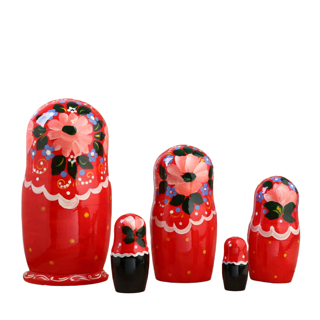 

Матрёшка Цветочная красный платок 5 кукольная 17 см 1493850
