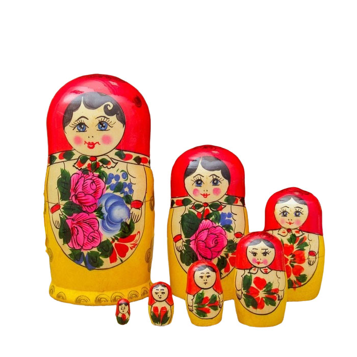 

Матрёшка Розочка красный платок 8 кукольная 19-22 см 676666