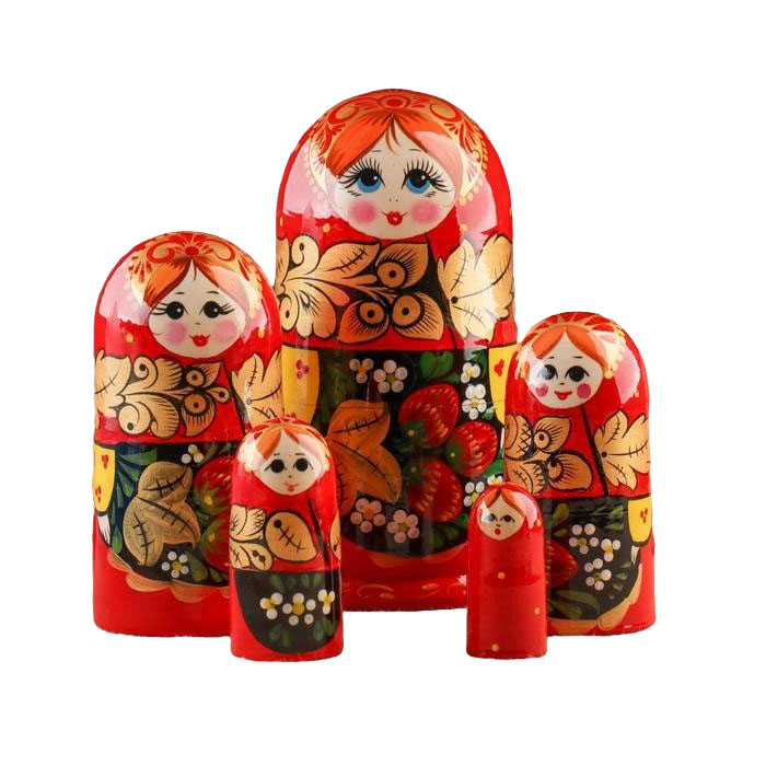 

Матрёшка Хохлома красный платок 5 кукольная 17 см ручная работа 916883