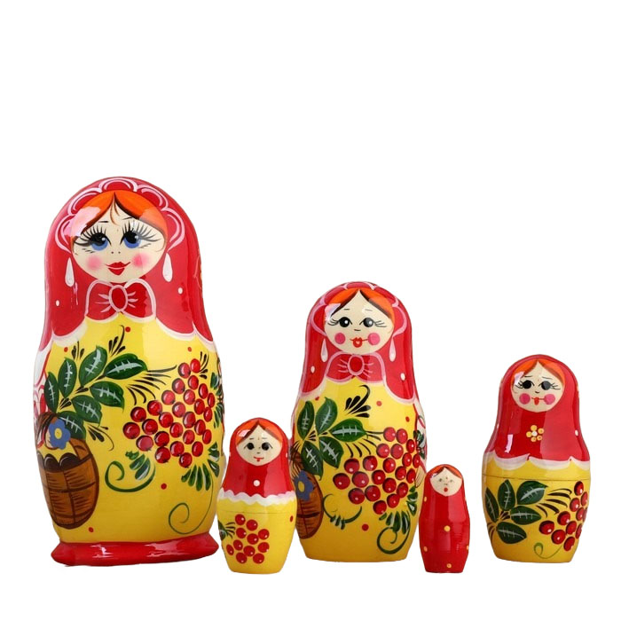 

Матрёшка Рябинка красный платок 5 кукольная 17 см ручная работа 2702367