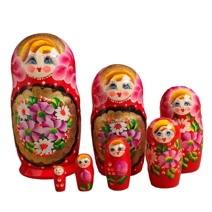

Матрёшка Цветы и золото красная 7 кукольная 4615129