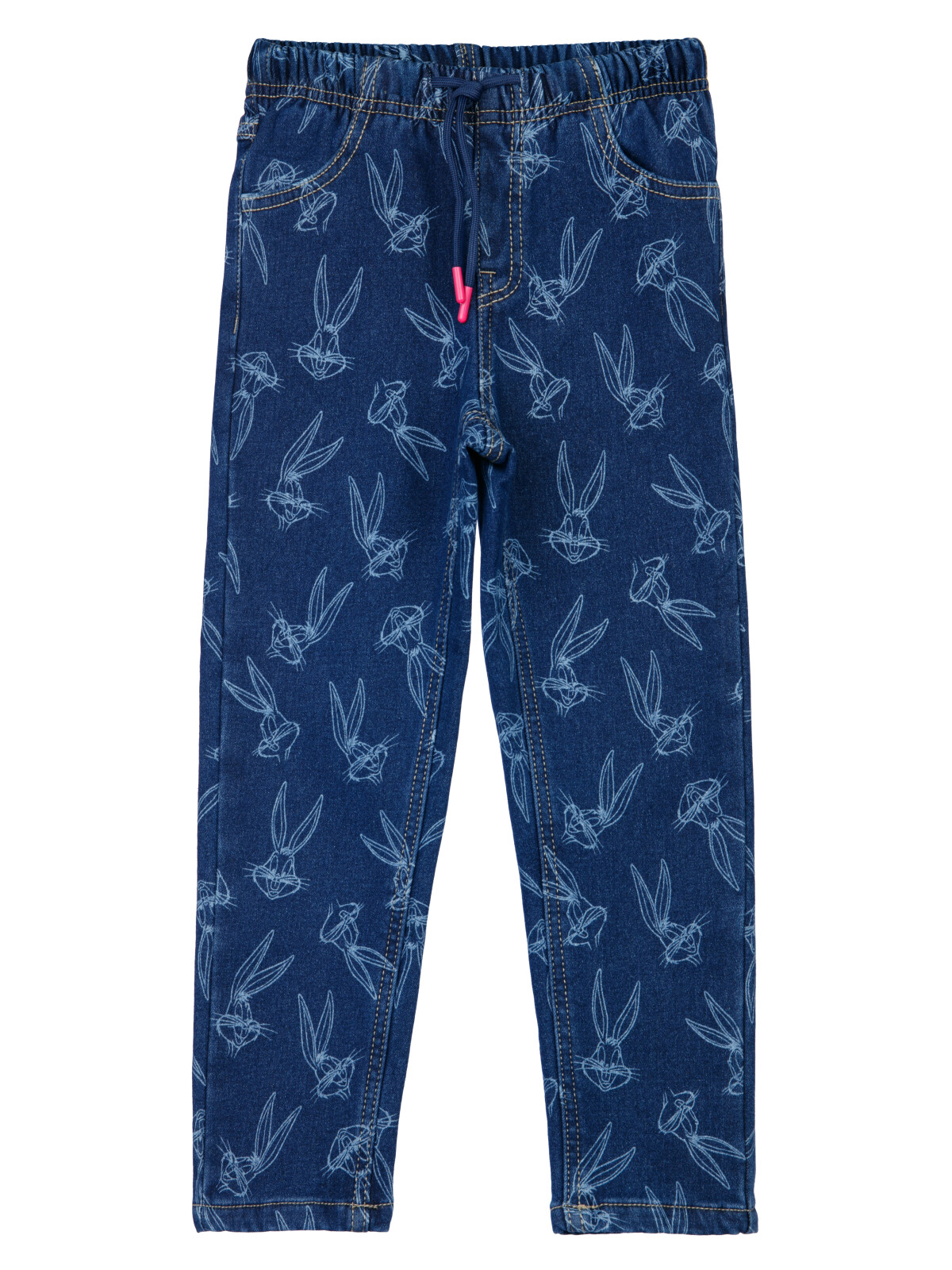 Брюки текстильные джинсовые утепленные флисом для девочек PlayToday, тёмно-синий, 98
