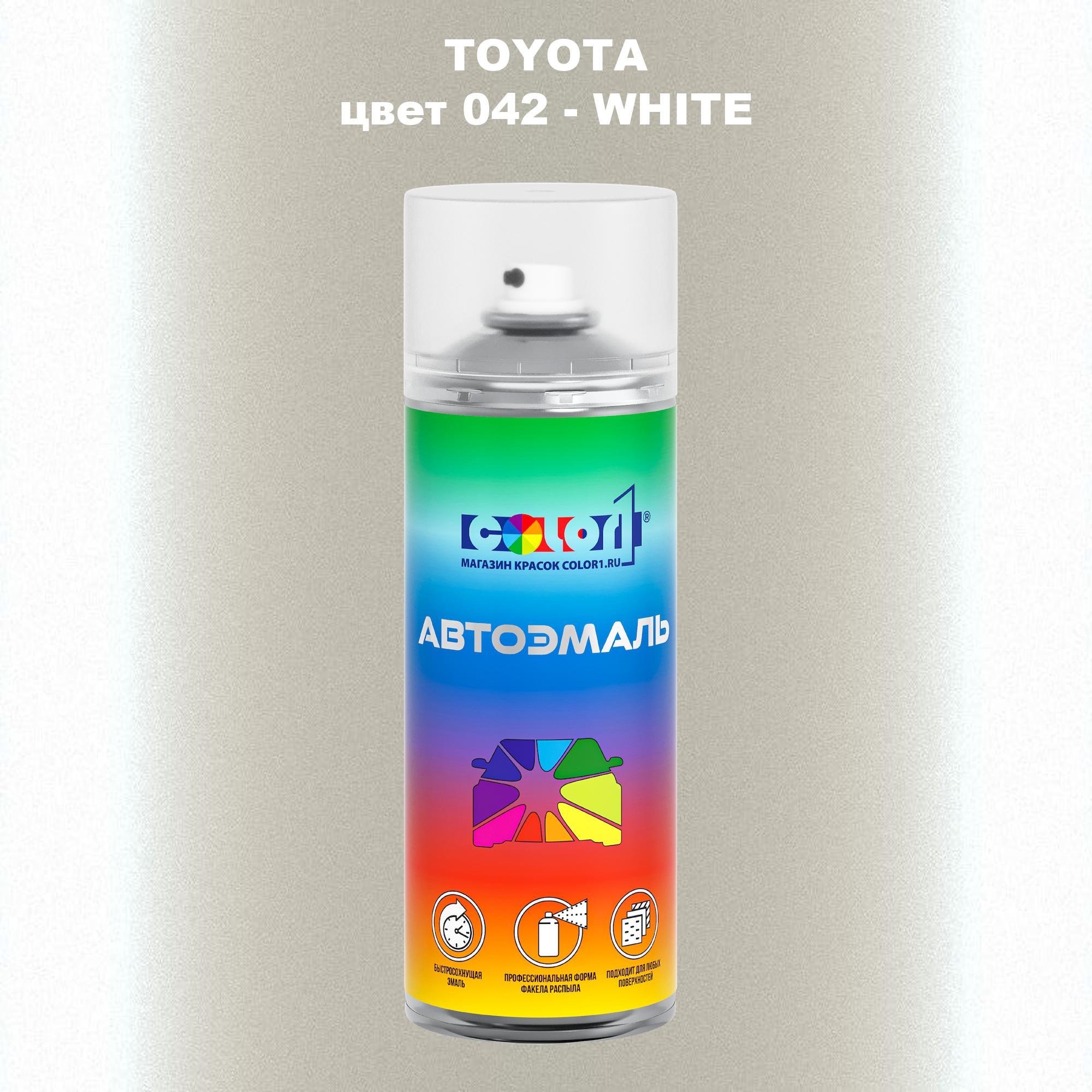 

Аэрозольная краска COLOR1 для TOYOTA, цвет 042 - WHITE, Белый