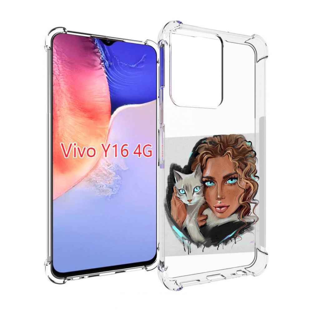 

Чехол MyPads девушка-с-котом-голубые-глаза женский для Vivo Y16 4G/ Vivo Y02S, Прозрачный, Tocco