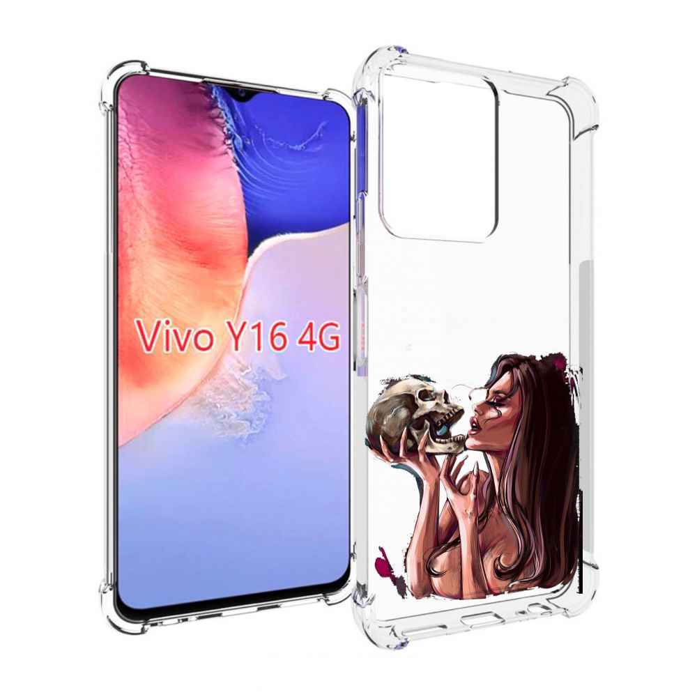 

Чехол MyPads девушка-модель-с-черепом для Vivo Y16 4G/ Vivo Y02S, Прозрачный, Tocco