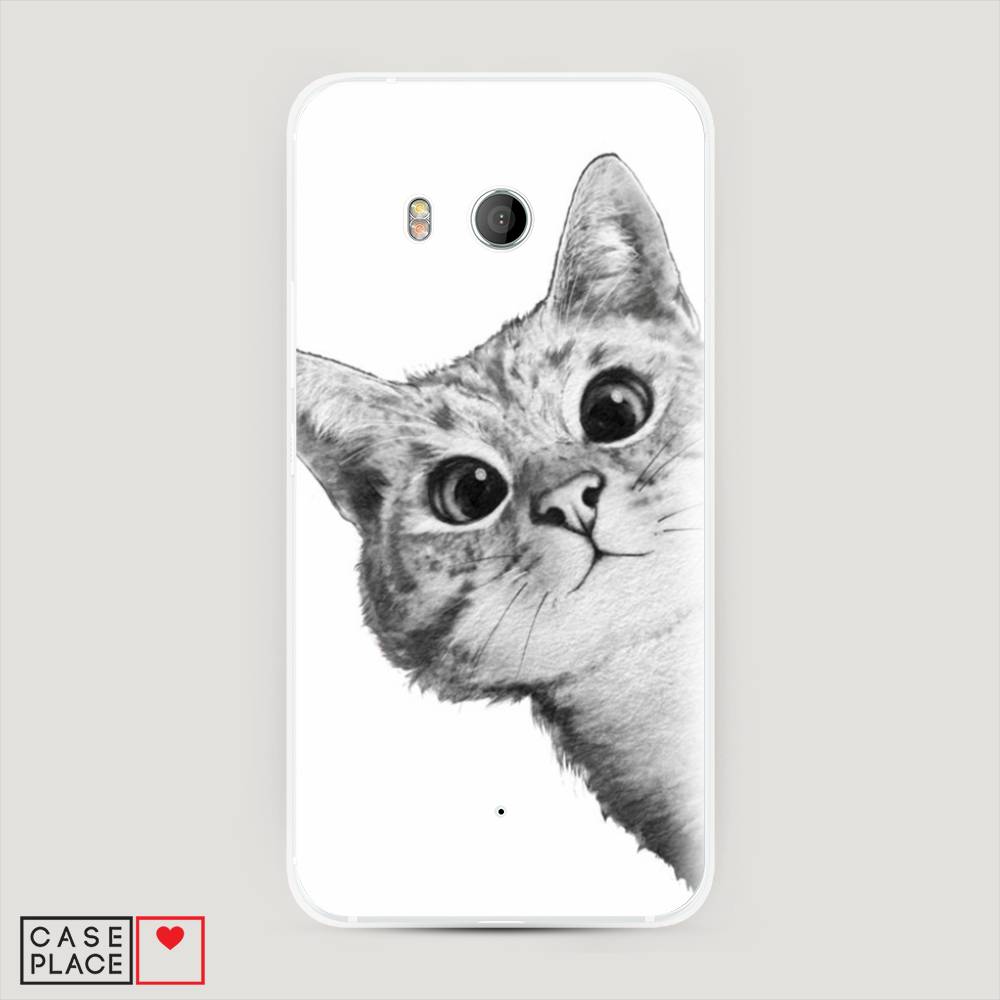 фото Чехол awog "кот рисунок черно-белый" для htc u11